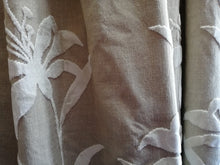 Load image into Gallery viewer, Beige b/g with cream embossed velvet leaf design, lined &amp; I/L. 3530b
