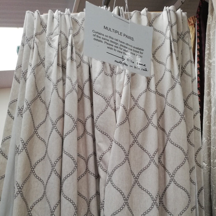 Beige with embroidered trellis pattern, lined, 3545b