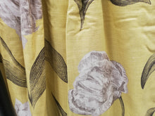 Load image into Gallery viewer, Yellow b/g with large white &amp; grey florals, lined, 3572a
