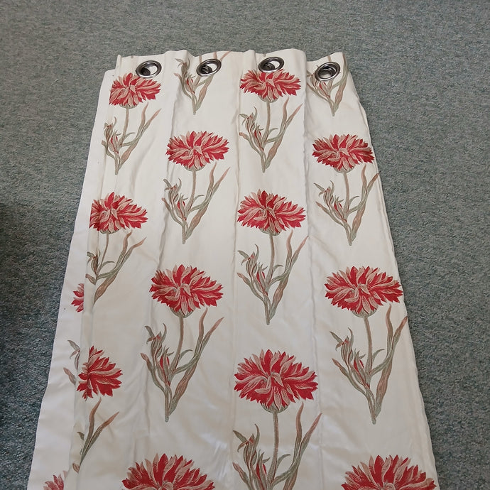 Cream with large red florals, lined, 3587e