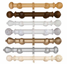 Load image into Gallery viewer, 55mm Modern Country Wooden Pole Set - Choice of Finials &amp; Finishes - 1.5m Length.
