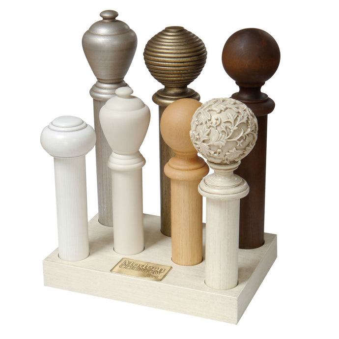 45mm Modern Country Wooden Pole Set - Choice of Finials & Finishes - 2.4m Length.