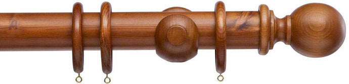 Wooden Curtain Pole 50mm - Choice of Size, Finials & Finishes