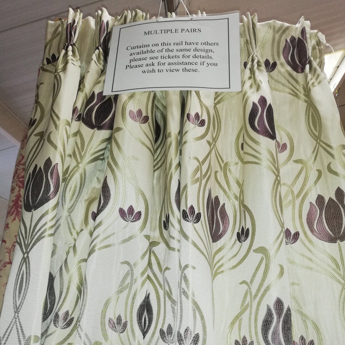 Beige with purple tulip pattern, lined 3255a