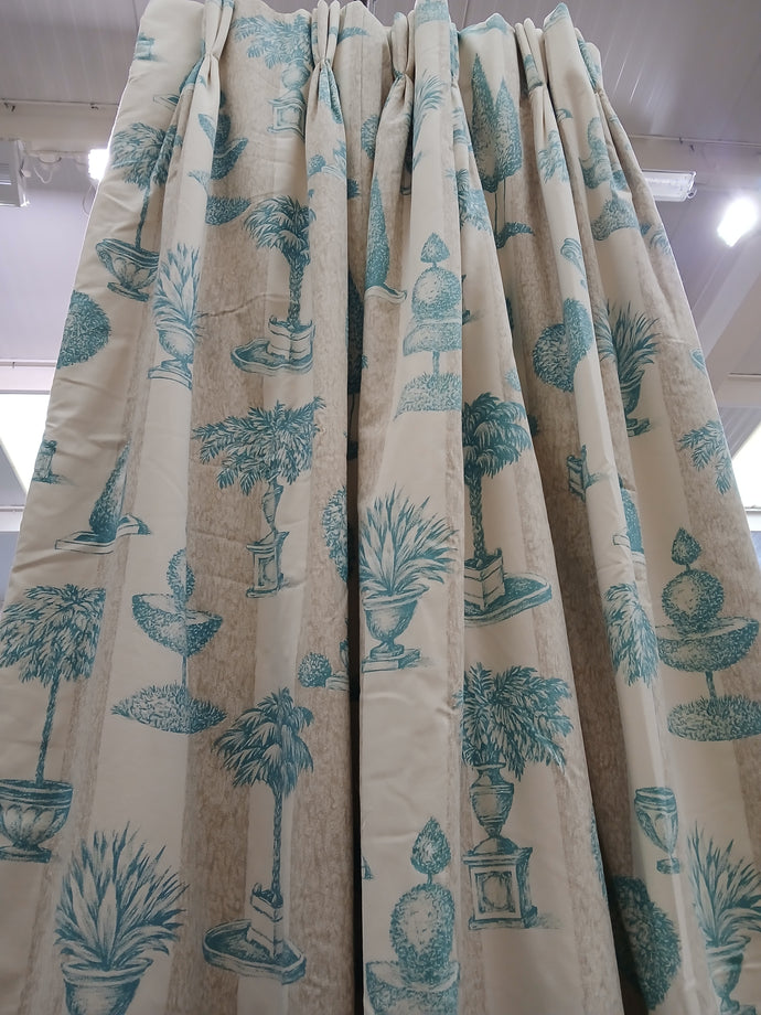 Beige with blue tree design, lined & I/L, 3721a