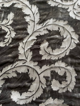 Load image into Gallery viewer, Dark grey velvet with light grey embroidered design. I/L 3403F
