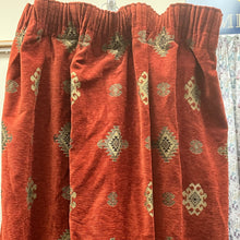 Load image into Gallery viewer, Red chenille with charcoal/gold motifs. Lined.  3412a
