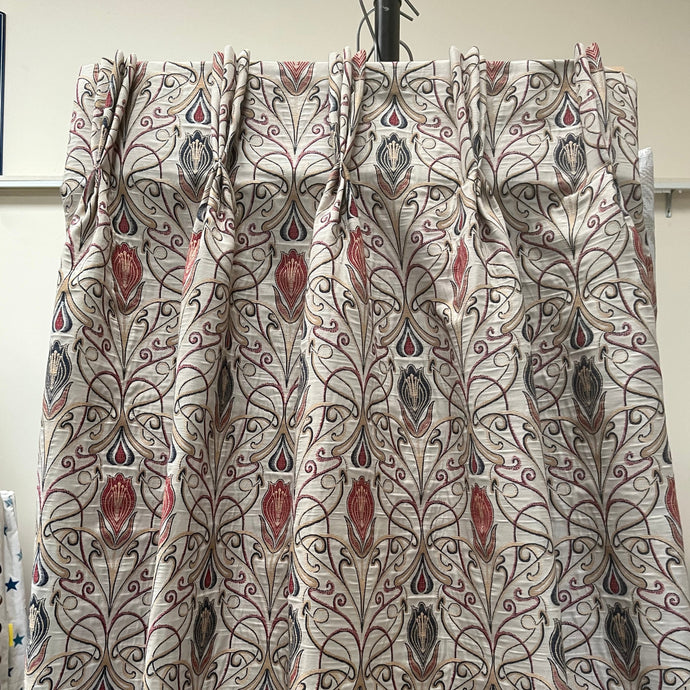 Porter & Stone Verona Rosso Design Lined Pinch Pleat Curtains 3413