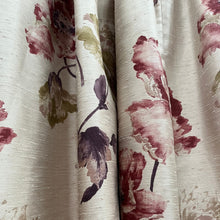 Load image into Gallery viewer, Beige with red/mauve/green florals, pinch pleat, lined 3489b
