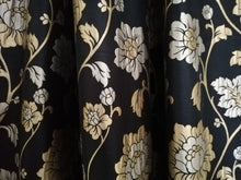 Load image into Gallery viewer, Black with gold &amp; silver florals, lined &amp; I/L, 3542C
