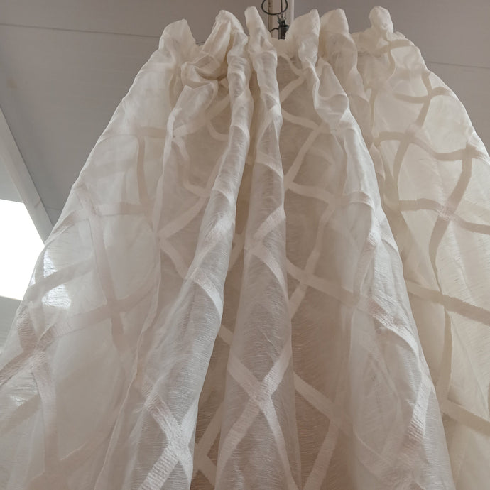 Cream Voiles with embroidered diamond pattern, 3577m