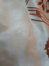 Load image into Gallery viewer, Teal b/g with embossed brown velvet leaf design, lined &amp; I/L, 3585
