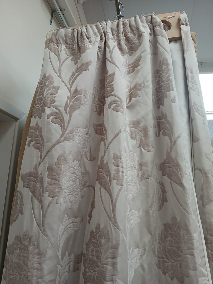 Beige with velour embossed flower design, lined, 3633b