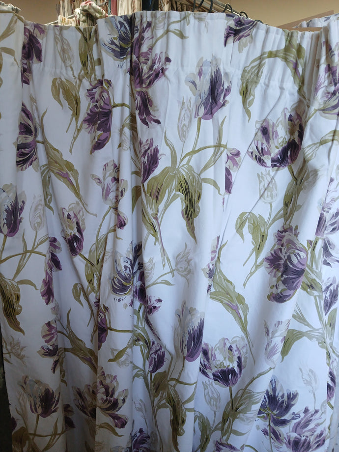 Laura Ashley white with purple flowers, lined, 3634a
