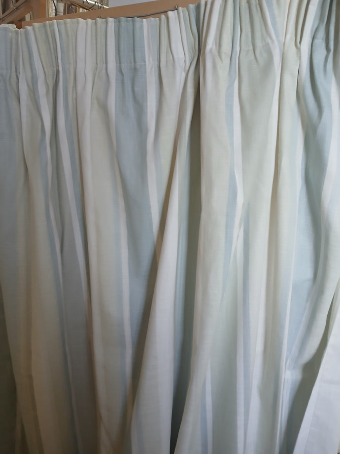 White, beige & duck egg stripe, lined, 3655c
