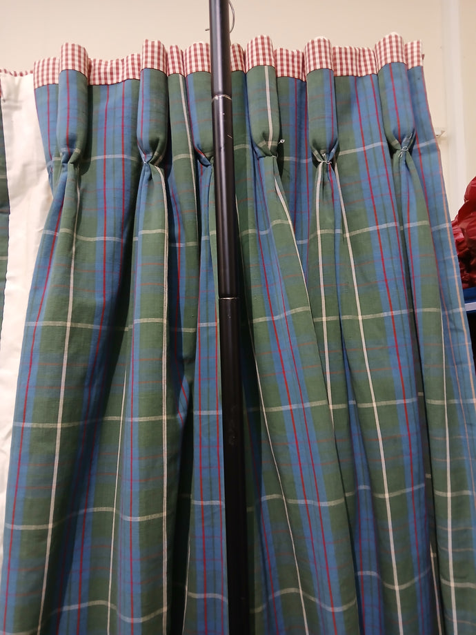 Green, blue & red check, lined & I/L, 3659e