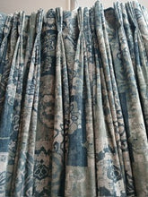 Load image into Gallery viewer, Black, blue &amp; beige velvet design, lined, 3760b
