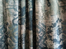 Load image into Gallery viewer, Black, blue &amp; beige velvet design, lined, 3760b
