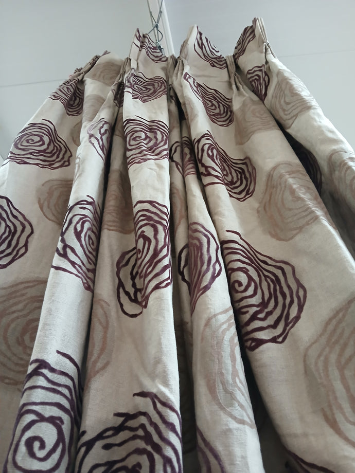 Beige b/g with brown & purple velvet swirl,lined, 3660c