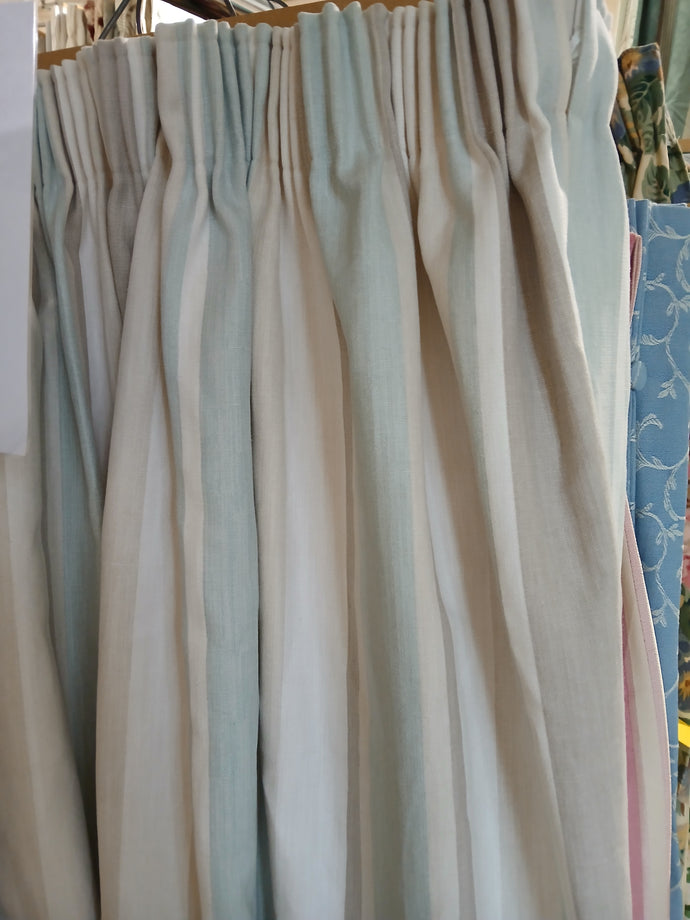 Beige, cream & duck egg stripe, lined, 3665f