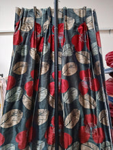 Load image into Gallery viewer, Black with red, green &amp; gold large florals, lined &amp; I/L, 3676
