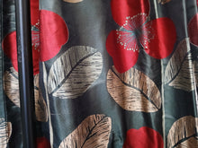 Load image into Gallery viewer, Black with red, green &amp; gold large florals, lined &amp; I/L, 3676
