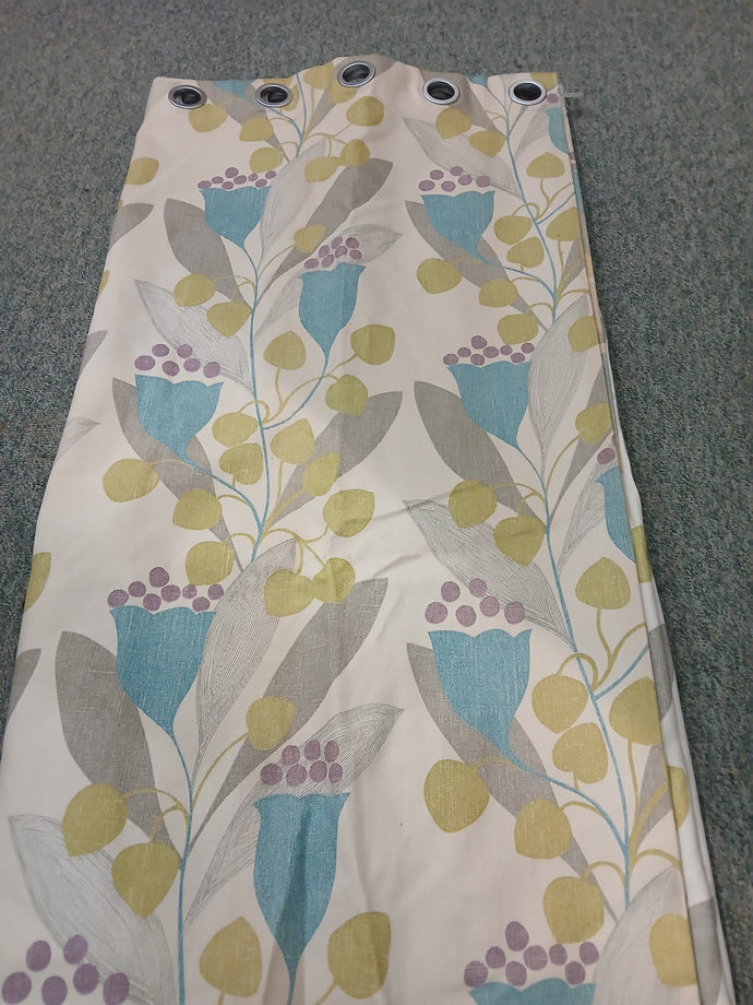 Beige with lilac, green and blue design, lined, 3678