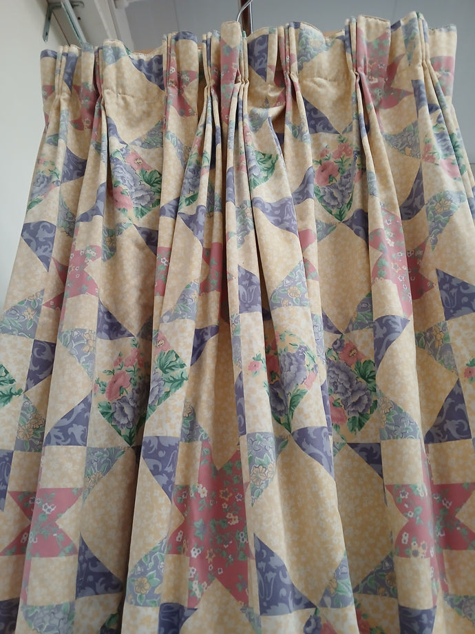 Yellow, purple & pink floral design, lined, 3684b