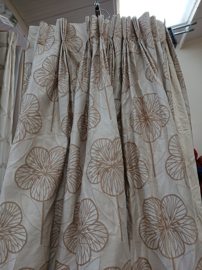 Beige with darker flower design, B/O lined, 3745a