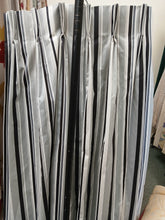 Load image into Gallery viewer, White, black &amp; grey stripe, B/O lined, 3747b
