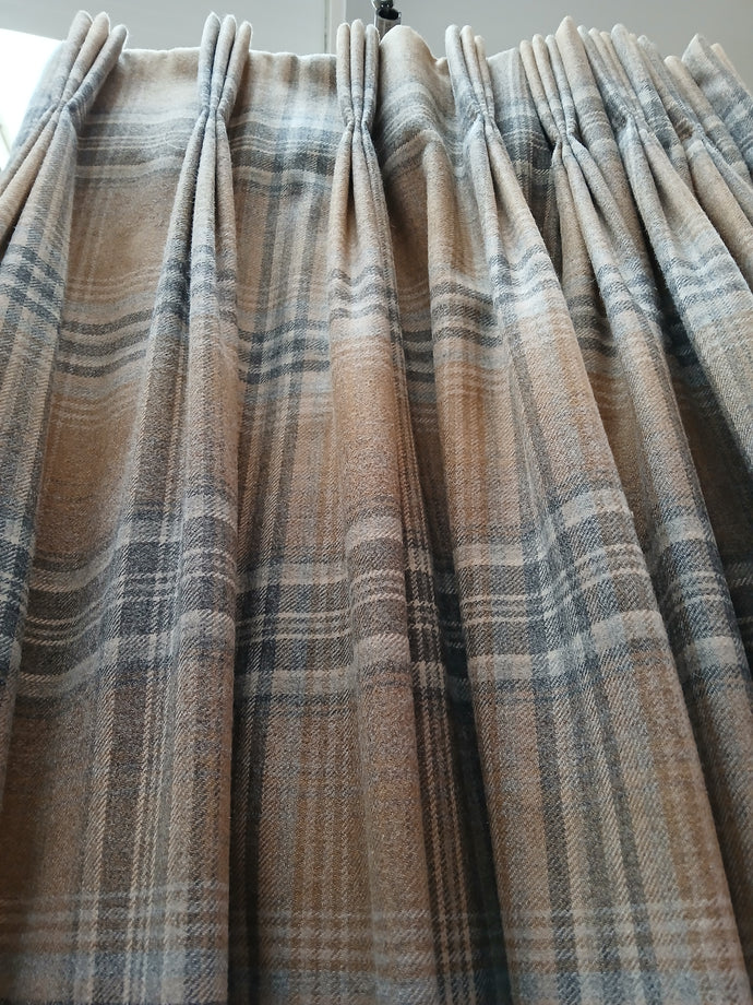 Brown & grey wool check, lined & I/L, 3751