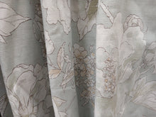 Load image into Gallery viewer, Grey b/g with cream leaves &amp; birds, bonded lining, 3766a
