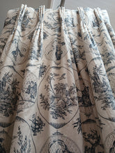 Load image into Gallery viewer, Dark blue &amp; cream Toile de jouy, lined &amp; I/L, 3777c
