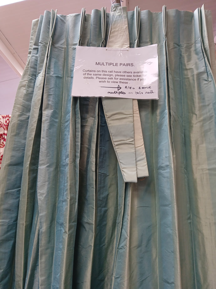 Two tone green stripe, silk, lined, 3780c
