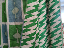 Load image into Gallery viewer, Lime green and blue square design, lined in green geometric, 3871a
