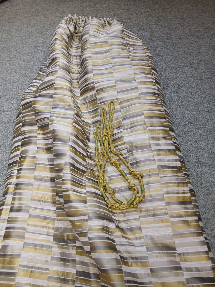 Romo, green & beige horizontal stripe, lined & I/L, 3789e