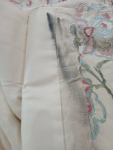Load image into Gallery viewer, Sanderson, cream with pink &amp; aqua embroidered flowers, lined &amp; I/L, 3803b
