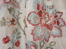 Load image into Gallery viewer, Sanderson, cream with pink &amp; aqua embroidered flowers, lined &amp; I/L, 3803b

