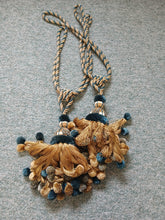 Load image into Gallery viewer, Beige with embosed velvet leaf design in turquoise &amp; gold, lined &amp; I/L, 3812a
