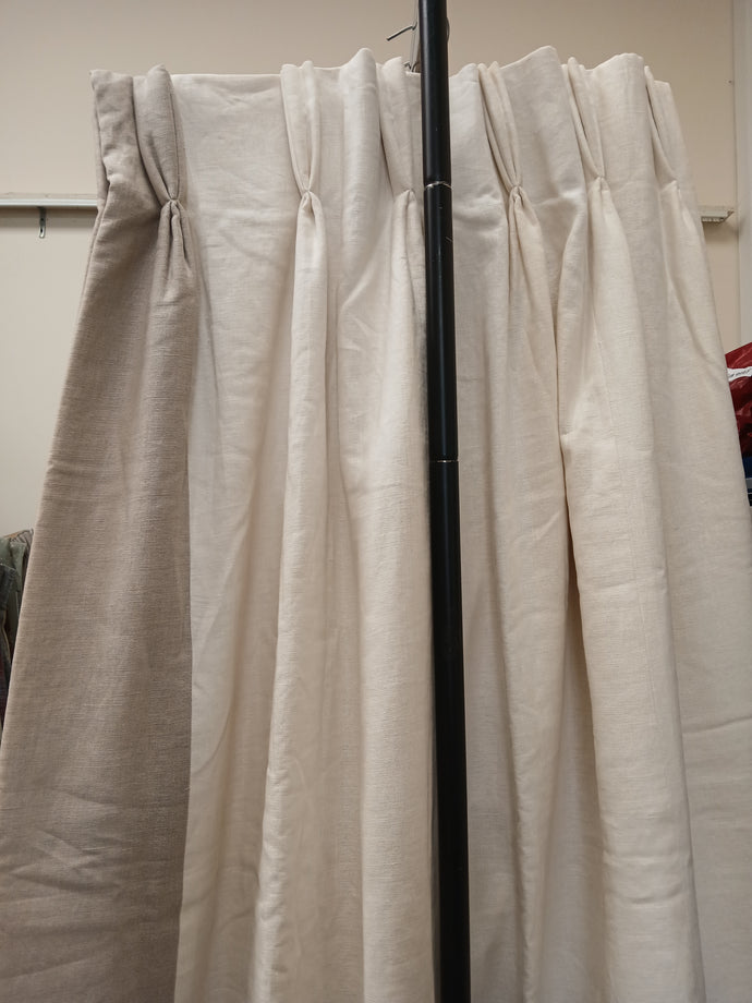 Cream linen with taupe leading edge, lined & I/L, 3830a