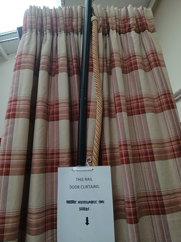 Beige & Red check, lined & I/L, SINGLE, 3839