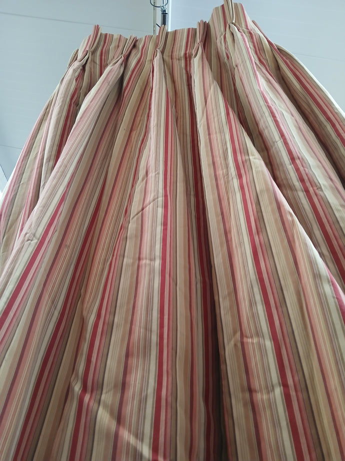 Red, orange & beige stripe, SINGLE, lined & I/L, 3845