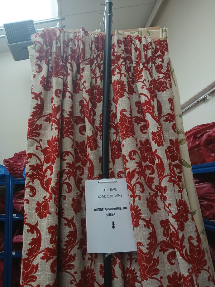 Beige with red velvet embossed design,lined, 3863b