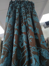 Load image into Gallery viewer, Dark brown &amp; turquoise floral design, lined &amp; I/L, 3889
