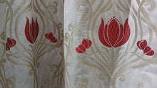 Load image into Gallery viewer, Cream with Red &amp; Gold tulip design, lined, 3901c
