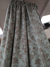 Load image into Gallery viewer, Pale teal Damask with beige design, lined &amp; I/L, 3907b
