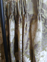 Load image into Gallery viewer, Green,taupe &amp; white florals, lined &amp; I/L,3923b
