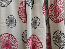 Load image into Gallery viewer, Beige with black &amp; pink embossed velvet flower heads, lined, 3930a
