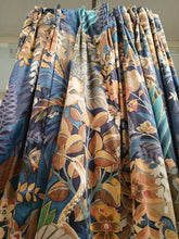 Load image into Gallery viewer, Large flowers &amp; birds in blues, greens &amp; orange, lined &amp; I/L, 3940d
