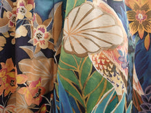 Load image into Gallery viewer, Large flowers &amp; birds in blues, greens &amp; orange, lined &amp; I/L, 3940d
